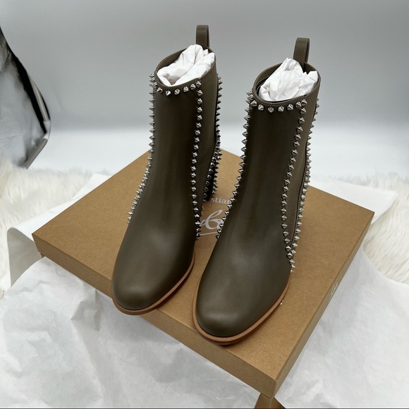Christian Louboutin | Out Line Spiked Leather Ankle Boots - Picture 7 of 15